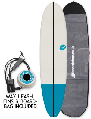 Torq Mod Fun V+ EVA Soft Top Surfboard 7ft 8 Package - Sand/Blue Croc Skin
