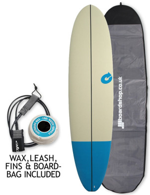 Torq Mod Fun V+ EVA Soft Top Surfboard 7ft 8 Package - Sand/Blue Croc Skin