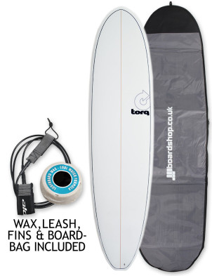  Torq Mod Fun V+ surfboard 7ft 4 package - White/Pinline