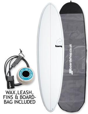 Torq Mod Fun surfboard package 7ft 2 - White/Pinline