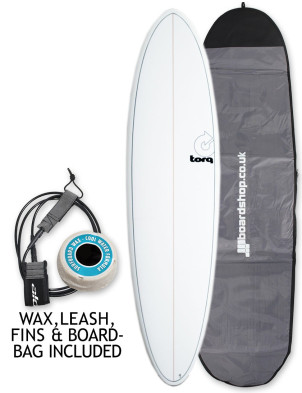 Torq Mod Fun surfboard package 6ft 8 - White/Pinline