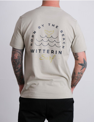 Wittering Surf Born By The Beach Tee Shirt - Stone