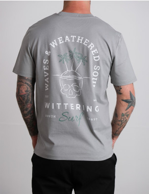 Wittering Surf Waves & Weathered Souls Tee Shirt - Misty Grey