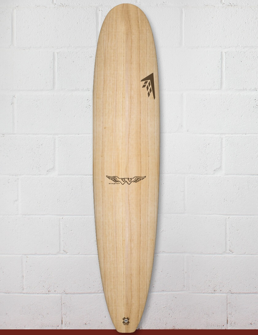 natural wood surfboard